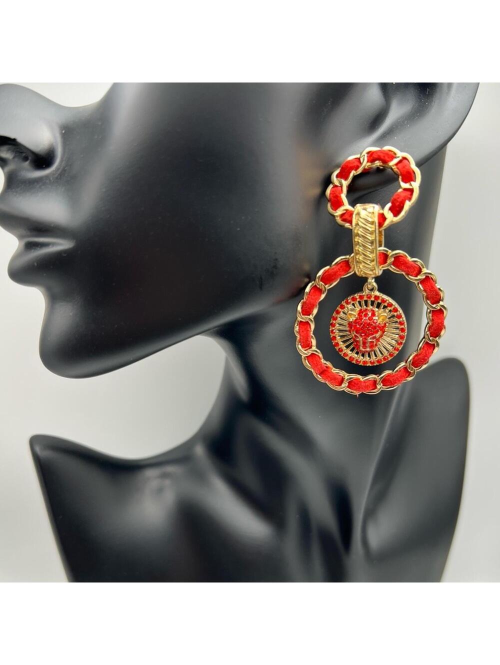 nOir Jewelry - Red Panther Hoop Earrings